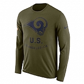 Men's Los Angeles Rams Nike Salute to Service Sideline Legend Performance Long Sleeve T-Shirt Olive,baseball caps,new era cap wholesale,wholesale hats